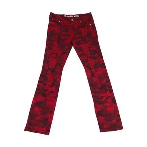 Argonaut Nation Mens Red Camo Distressed Slim Fit Jeans 32x32 Ripped Streetwear